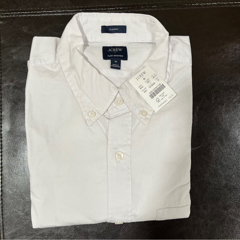 NWT J.Crew Men’s flex washed oxford shirt white button down shirt size M - Picture 4 of 5